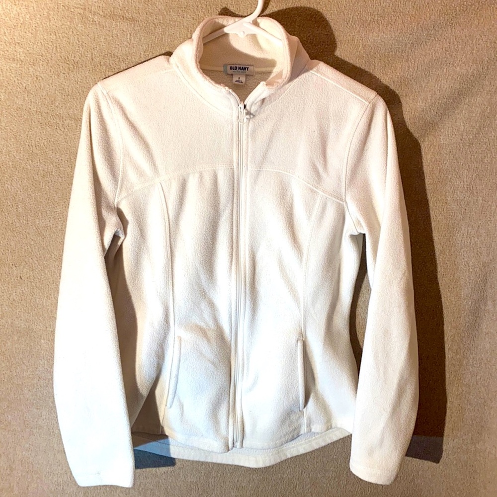Women’s zip up sweater white size small